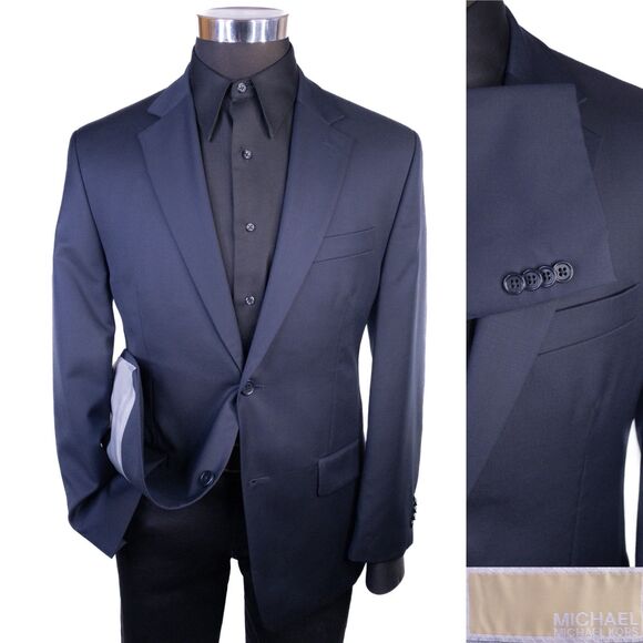 Michael Kors Sport Coat Suit Jacket Solid Blue Blazer Sz 40S Wool 2-Buttons EUC - Picture 1 of 13